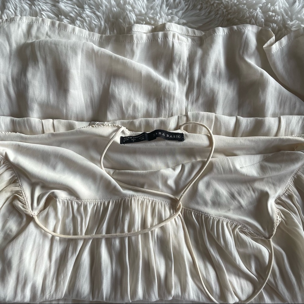 Zara Floaty Cream Cross Strap Dress - Picture 10 of 10